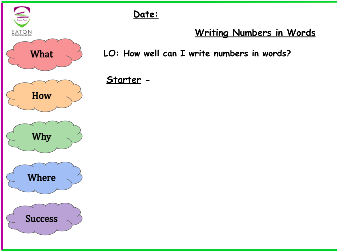 Primary - Writing Numbers in Words