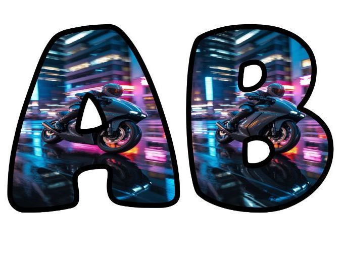 Futuristic Motorbike Lettering Set | Classroom Display | Upper & Lowercase, 0-9
