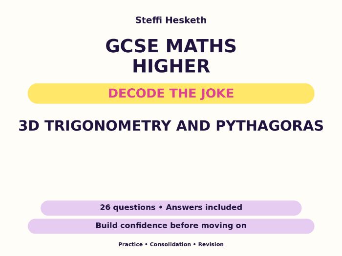 3D Trigonometry and Pythagoras | GCSE Decode the Joke + Answers