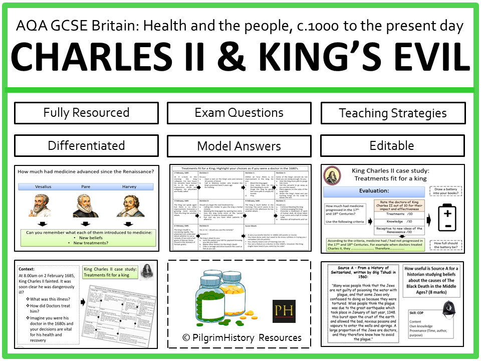 AQA GCSE Britain: Health and the People: Medical Renaissance - King’s Evil & Charles II (FREE)