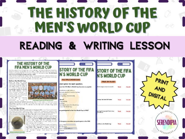 History of the FIFA Men's World Cup Nonfiction Reading Comprehension Activities KS3 Literacy