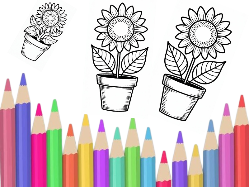 Flower Art & Craft Printable Pack and Cut, Color, and Glue Activity for Kids  4-Pages
