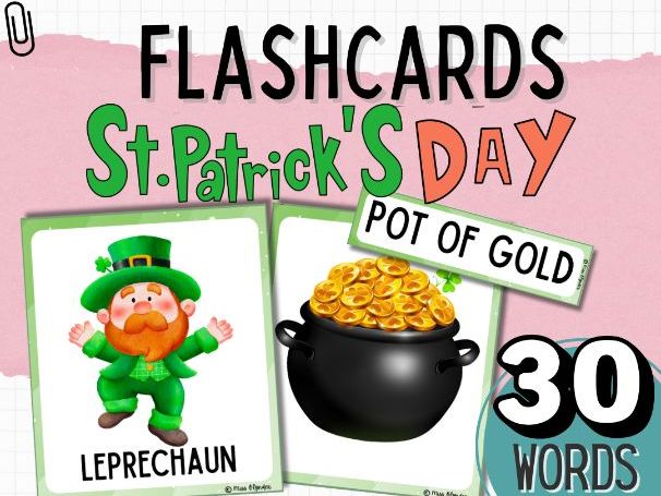 St Patrick’s Day Vocabulary Flashcards | Picture Cards for ESL / EAL | Word Wall | Primary