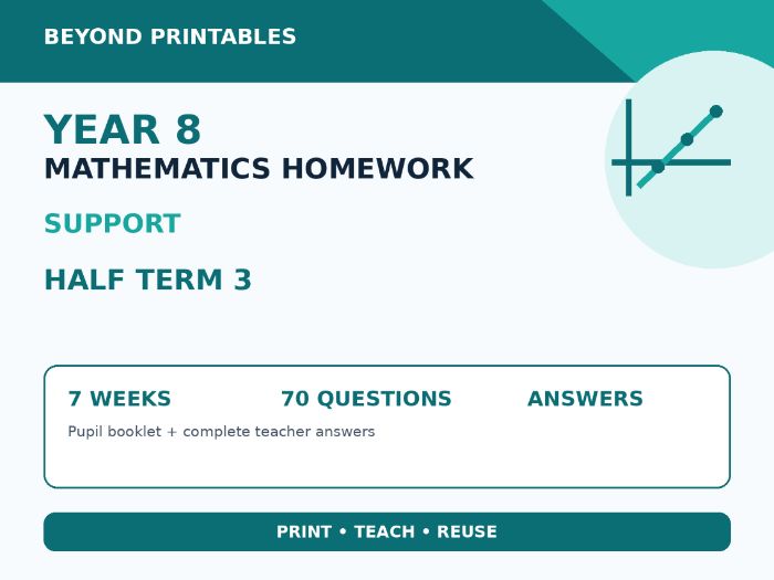 Year 8 Maths Homework Half Term 3 – Support Booklet with Answers