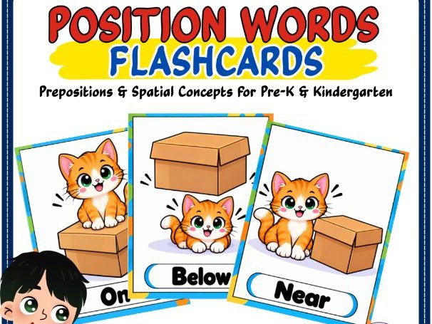 Position Words Flashcards | Prepositions & Positional Language | KS1 English