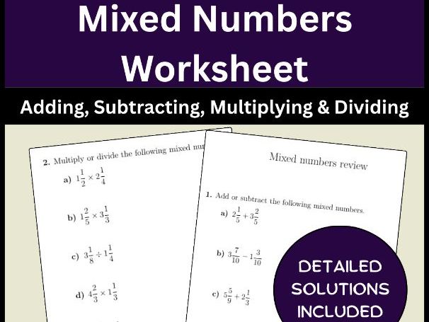 Mixed Numbers Worksheet | Adding, Subtracting, Multiplying & Dividing
