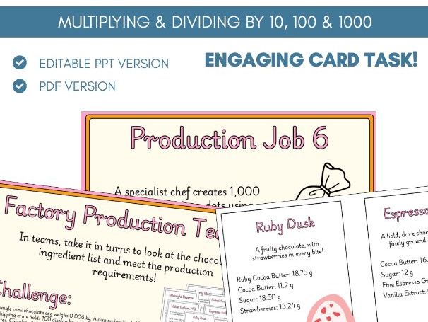 Multiplying & Dividing by 10, 100 & 1000 | Measurements | Card Task Activity