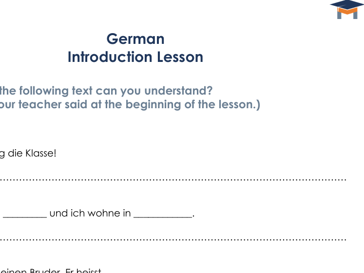 German - Introduction worksheet