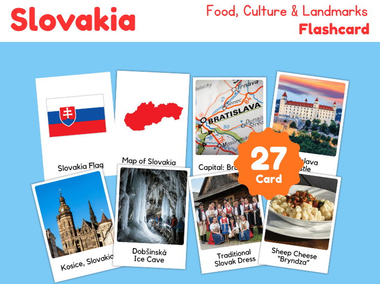 Slovakia Geography Flashcards | 27 Printable Country Study Cards