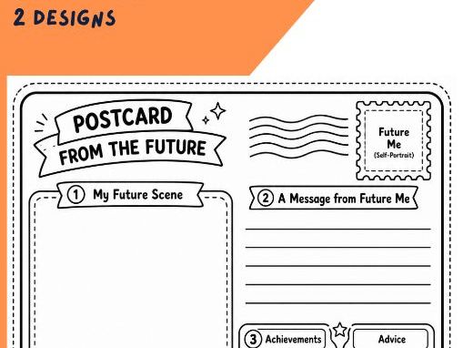 All about me - Postcard bulletin board design and worksheets
