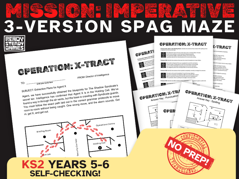KS2 SPaG Grammar Maze | 3 Versions | Mission: Imperative | Years 5–6