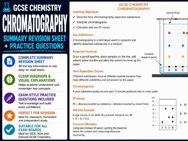 GCSE Chemistry chromatography detailed summary sheet and questions