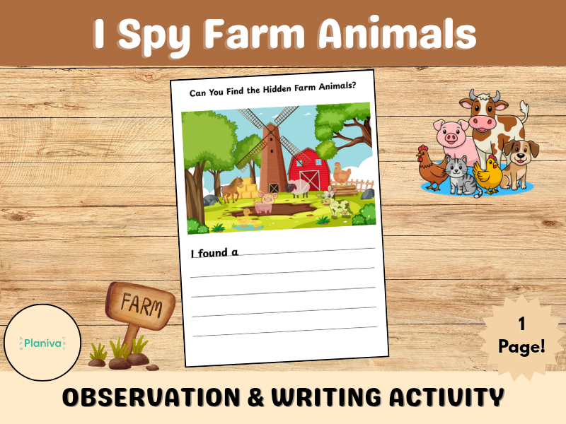 I Spy Farm Animals | Observation & Writing Activity