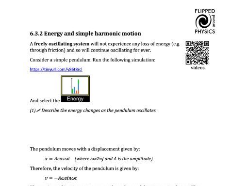 Energy and simple harmonic motion
