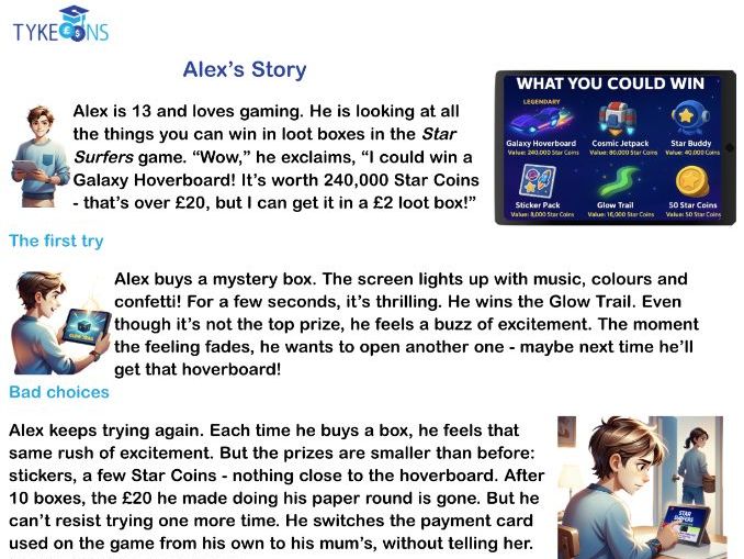 Loot box story & comprehension questions