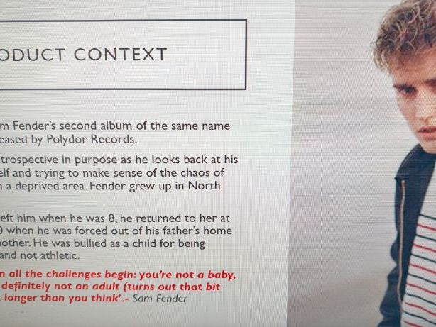 EDUQAS A Level Media Studies- Sam Fender Seventeen Going Under