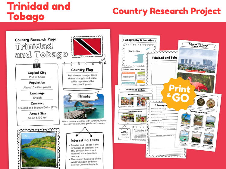 Trinidad and Tobago Country Research Project | Geography & Culture Worksheets
