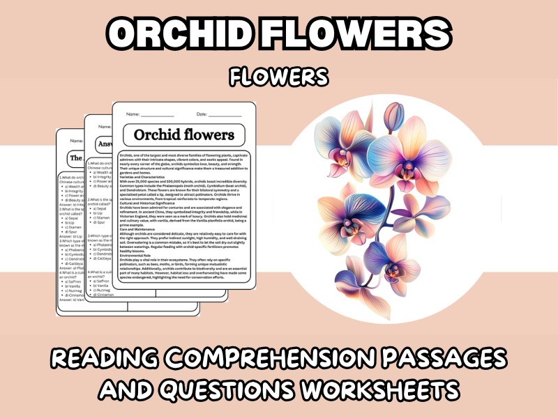 Orchid Flowers - Flowers Reading Comprehension Passages & Questions ...