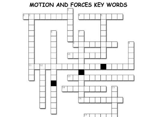 Motion and Forces Keywords Crossword