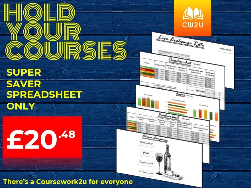 Super Saver 2021 BTEC IT Level 3 - Distinction* Unit 5: Data Model Excel Spreadsheet