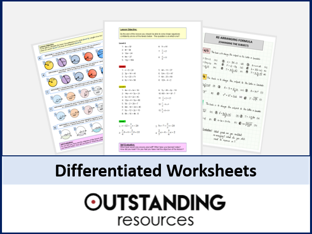 Algebra Differentiated Worksheet On Solving Quadratic Equations