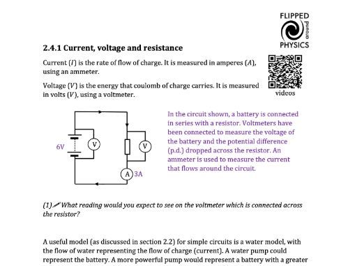 Current, voltage and resistance