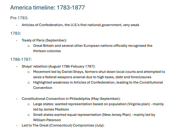 GCSE History Timeline: America 1773-1877