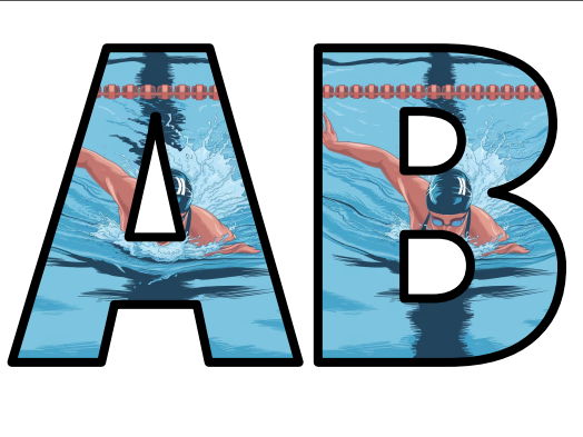 Freestyle Swimming Competition Lettering Set Display Title Letters ...