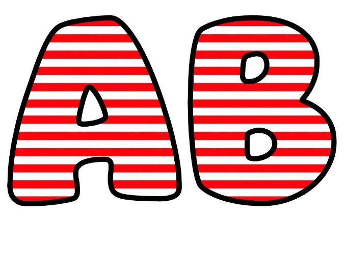 Red Horizontal Stripes Bubble Letters | Striped Bulletin Board Letters | Classroom Display Pack