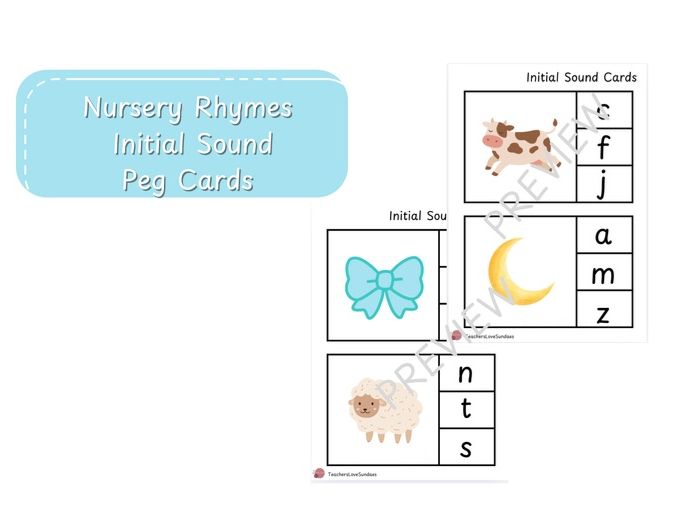 Nursery Rhyme Initial Sound Peg Cards
