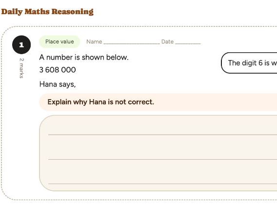YEAR 6 Daily Reasoning Questions (2 Marks)