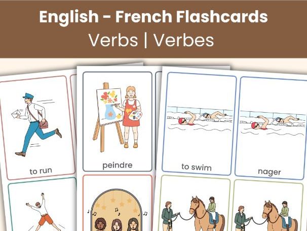 English-French Verb Flashcards | 72 Bilingual Vocabulary Cards + Verb Charts