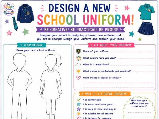 Design a New School Uniform | KS2 Creative Design & Persuasive Writing Activity