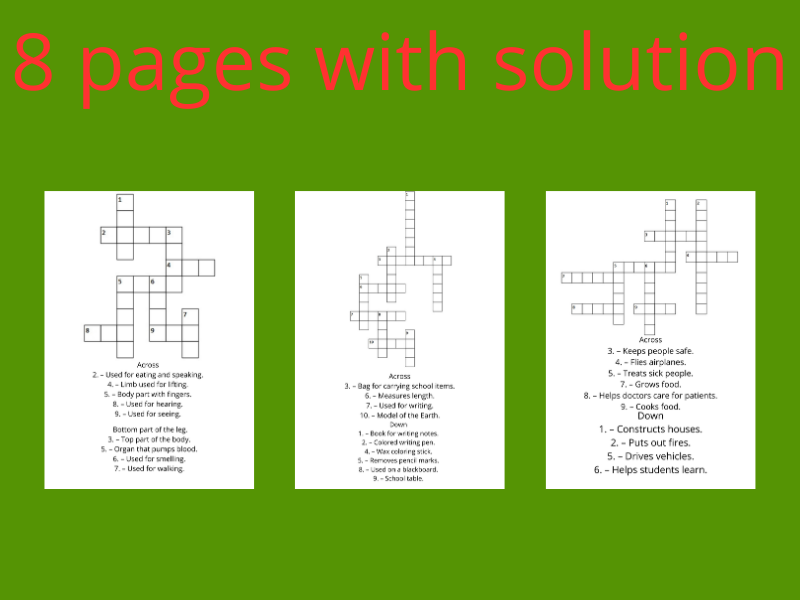 8 Primary Crossword Challenges: Animals, Space, School, & More!