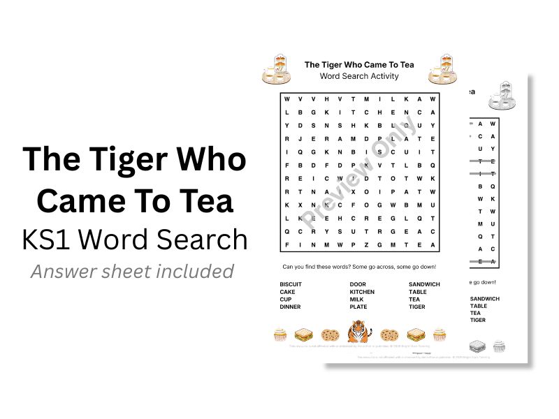 The Tiger Who Came To Tea KS1 Word Search Activity