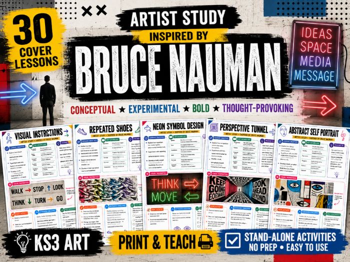 Bruce Nauman Artist Study | 30 KS3 Art Cover Lessons | Conceptual Art, Neon, Text & Experimental Dra