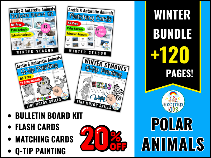Arctic, Antarctic Animals Polar Activity Bundle—Winter Break Packet Kindergarten