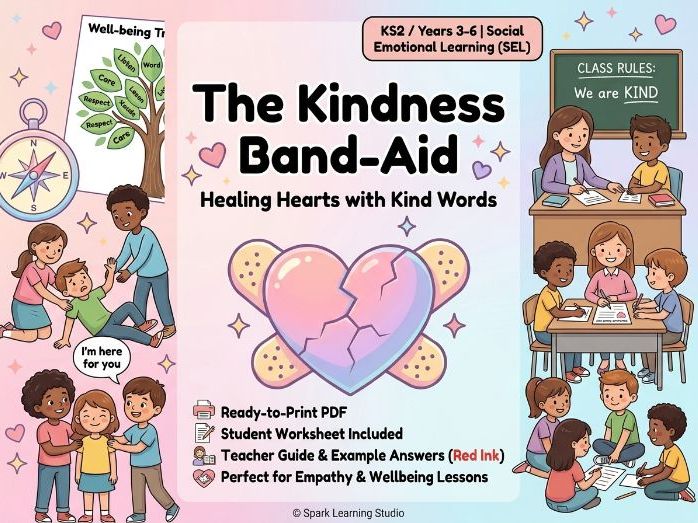 The Kindness Band-Aid: Anxiety Management, Self-Compassion & Coping Tools (SEL Years 3-6 / KS2)