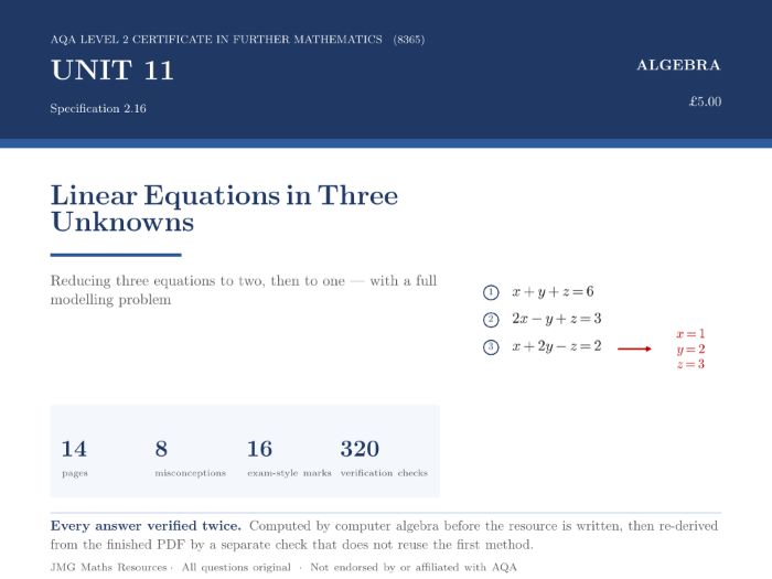 AQA Level 2 Further Maths - Three Unknowns