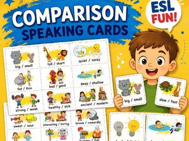 Comparison Speaking Cards | Comparative and Superlative Adjectives Activity