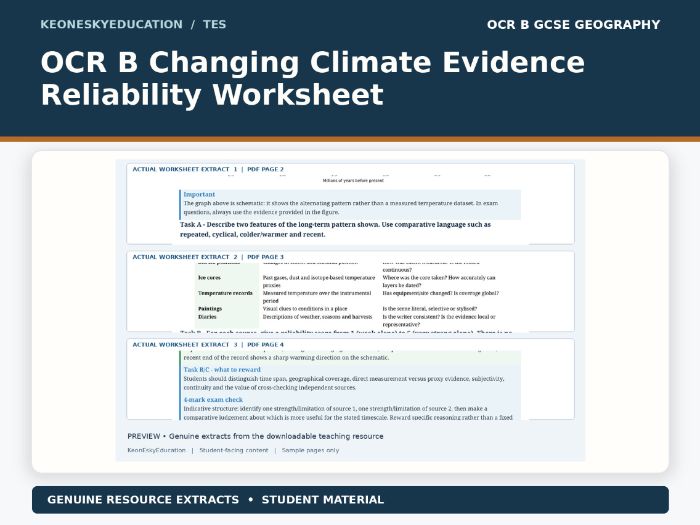 OCR B GCSE Geography (J384) – Climate Change Evidence & Reliability Worksheet