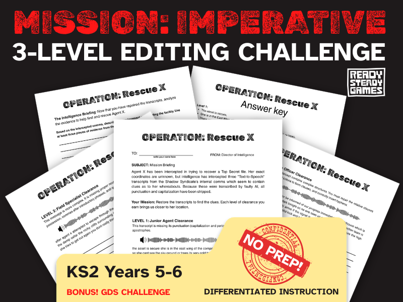 KS2 SPaG Sentence Editing Game | Year 5 & 6 SATs | 3-Level Challenge | Mission: Imperative