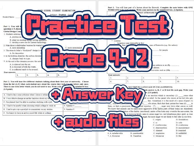 Advanced English Mock Exam: Listening, Reading, Writing & Speaking