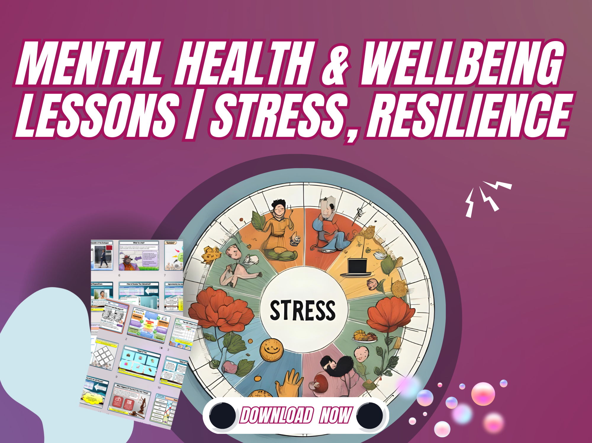 Mental health and wellbeing PSHE lesson bundle KS3