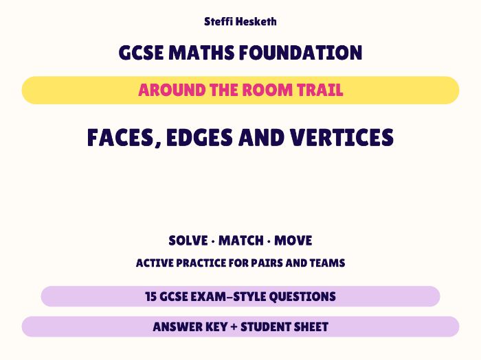 GCSE Foundation Maths Faces, Edges and Vertices | Around the Room Trail