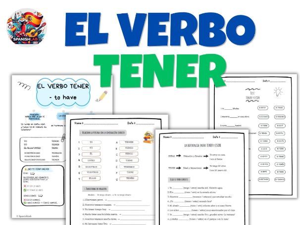 Spanish Verb TENER Worksheets A1 - A2 | Spanish Grammar Activities