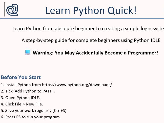 Quick Learn Python - Summer holiday work?