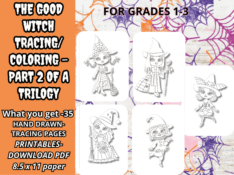 The Good Witch Tracing Book, Part 2 of a trilogy.  Halloween themed. Grades 1-3