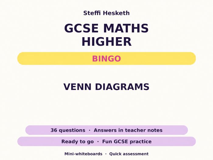 Venn Diagrams GCSE Maths Higher Bingo