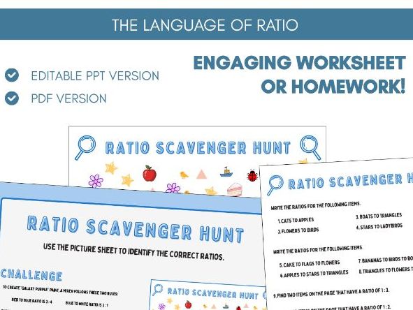 Using the Language of Ratio & Ratio Symbol | Worksheet Task | Ratio